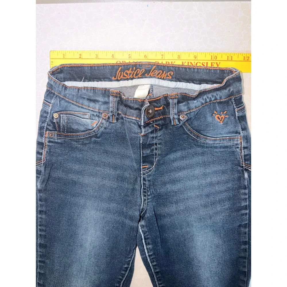Justice Jeans Girls Size 10 Simply Low Skinny Jeans Dark Wash Blue Denim Stretch